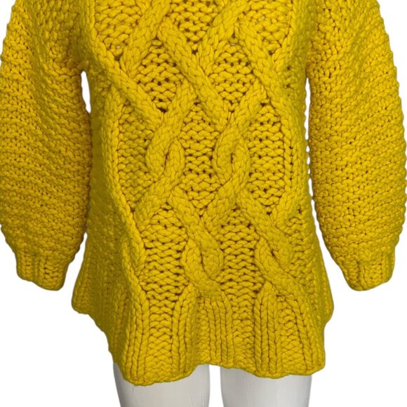 Loopy Mango Handmade Urban Fisherman Sweater S/M Sunshine Yellow Merino Wool - Picture 11 of 16